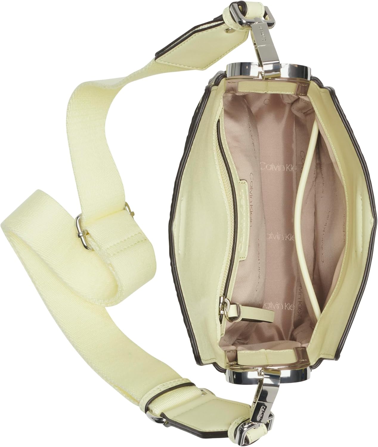 Interior view of a Calvin Klein crossbody bag for women featuring spacious compartments and a stylish design