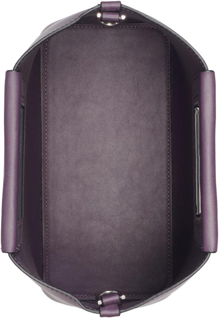 Interior view of a Calvin Klein crossbody bag with deep purple lining and ample space for essentials