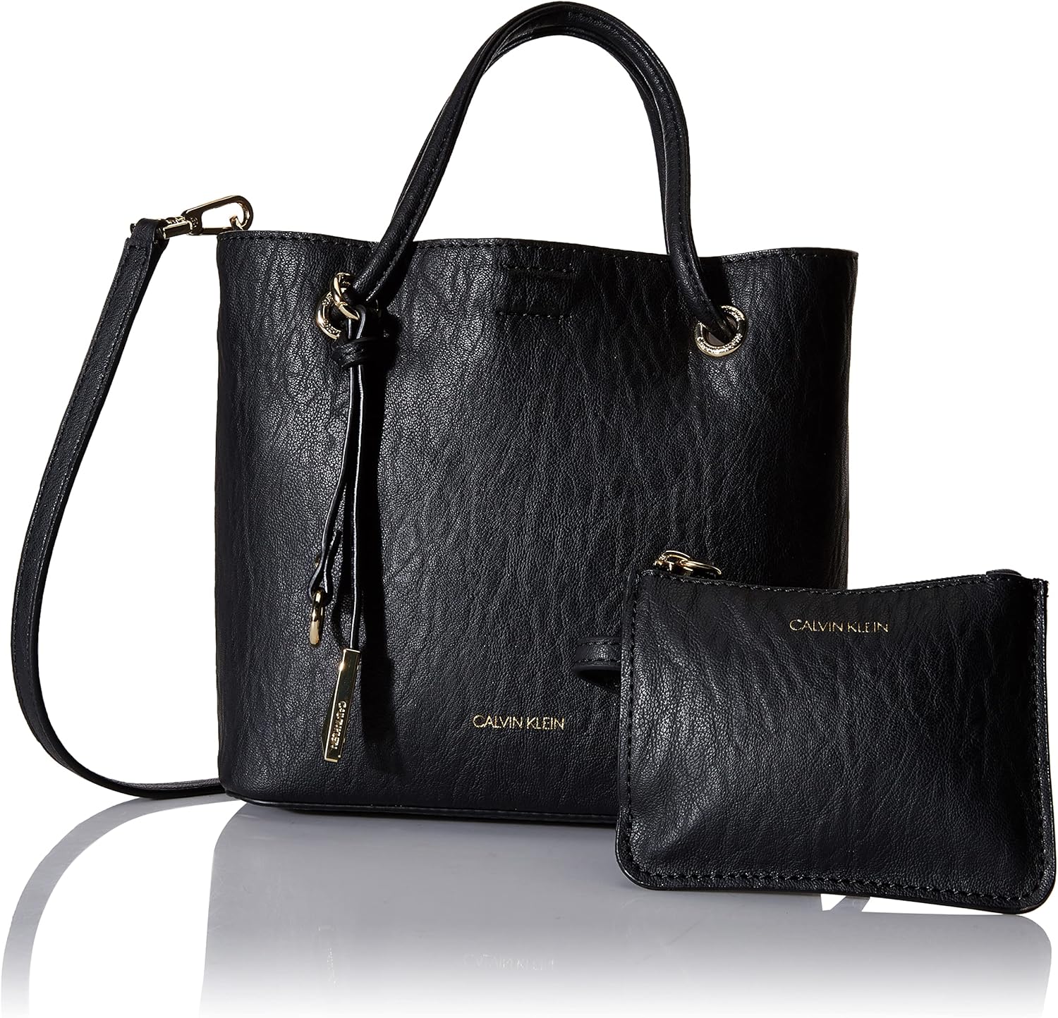 Calvin Klein Gabrianna Bubble Crossbody Bag in black leather with matching wallet and adjustable strap