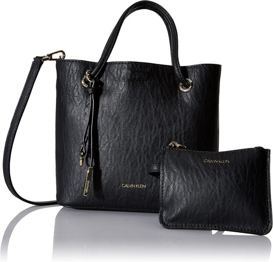 Calvin Klein Gabrianna Bubble Crossbody Bag in black leather with matching wallet and adjustable strap