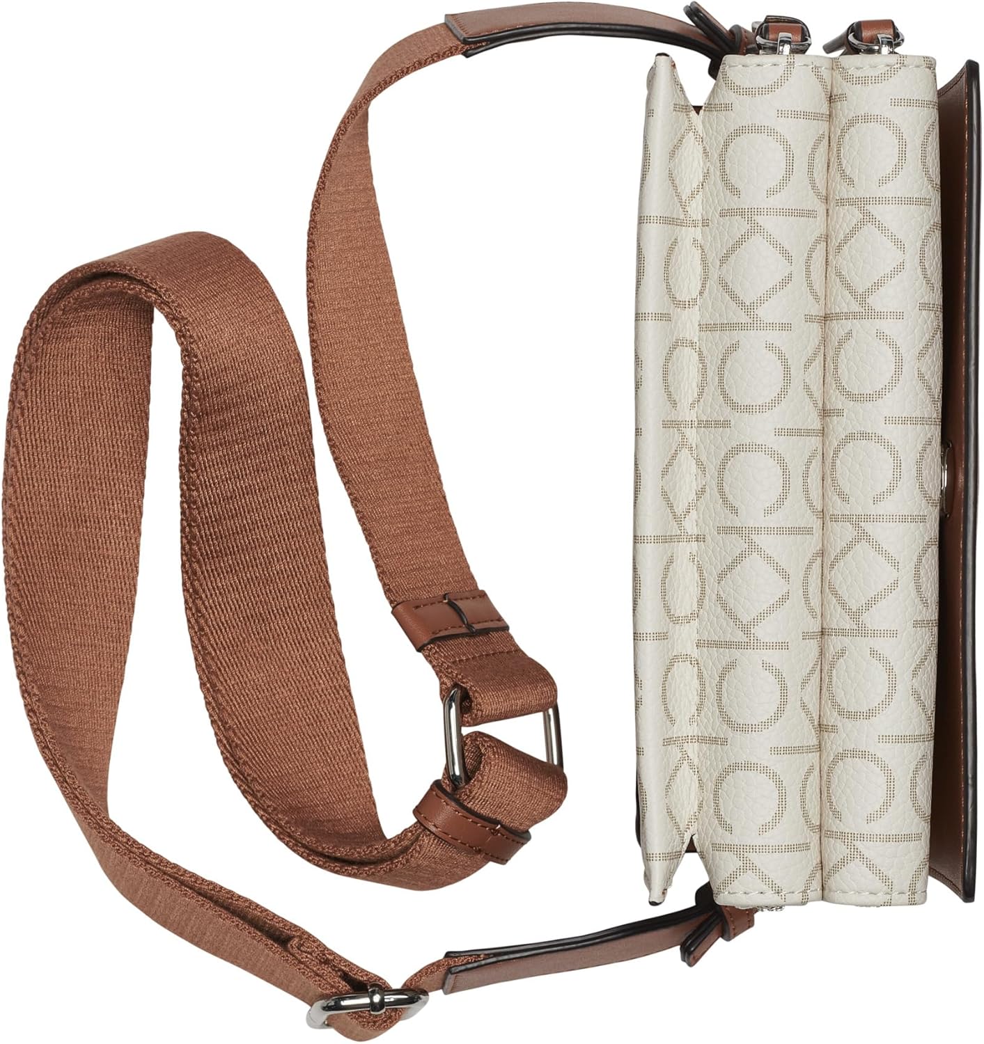 Calvin Klein Millie crossbody bag with adjustable strap and logo design in neutral tones