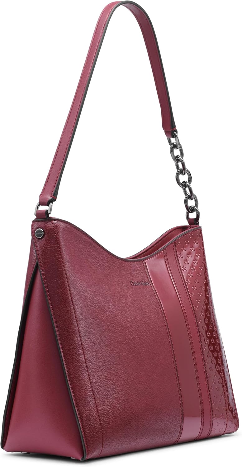 Stylish Calvin Klein brown chain shoulder bag with a sleek design and comfortable shoulder strap