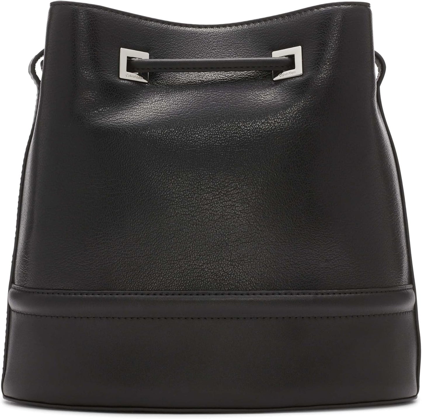 Calvin Klein silver bucket bag in black leather with stylish design and durable construction