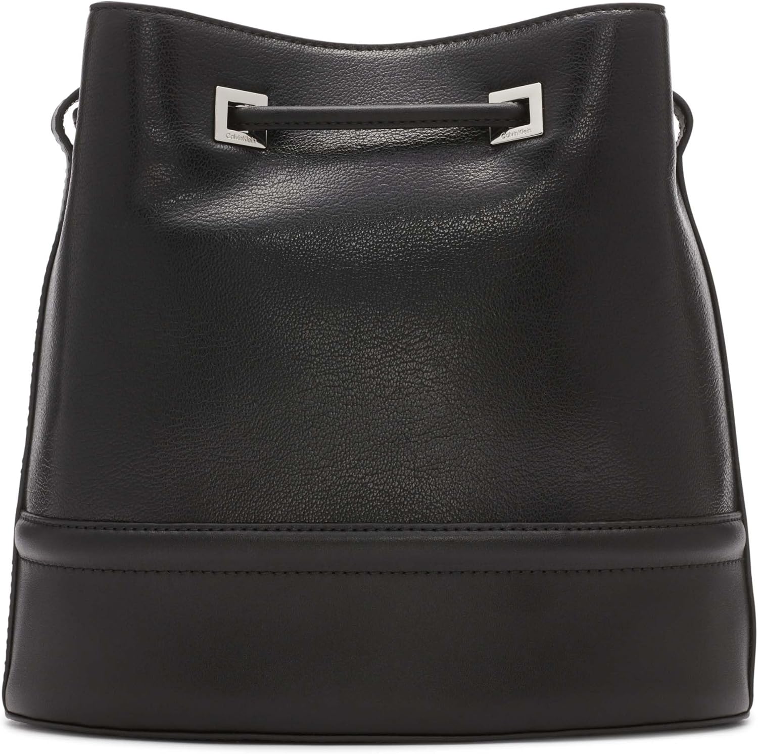 Calvin Klein silver bucket bag in black leather with stylish design and durable construction