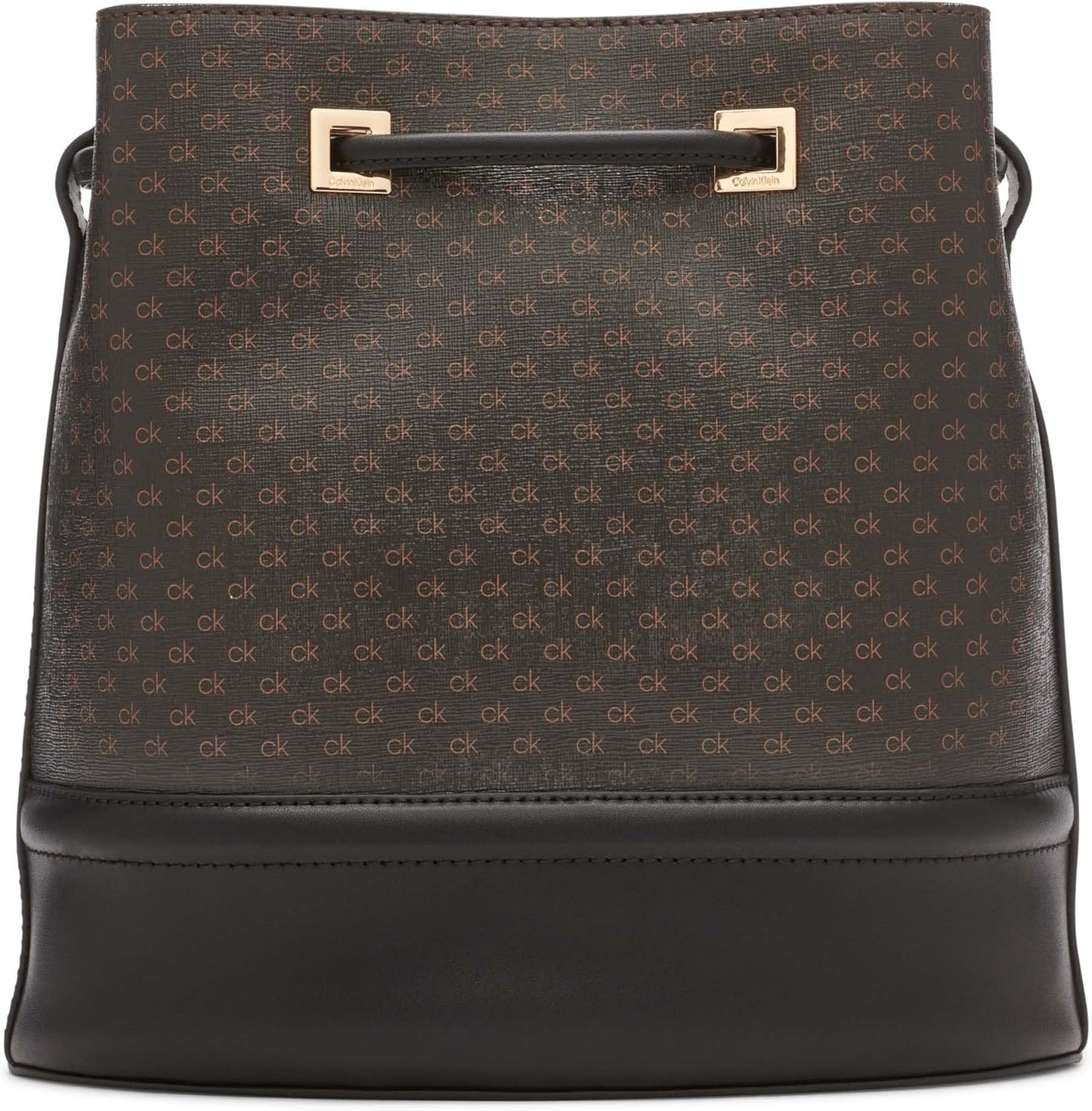 Calvin Klein silver bucket bag featuring a stylish logo print and sleek design for everyday use