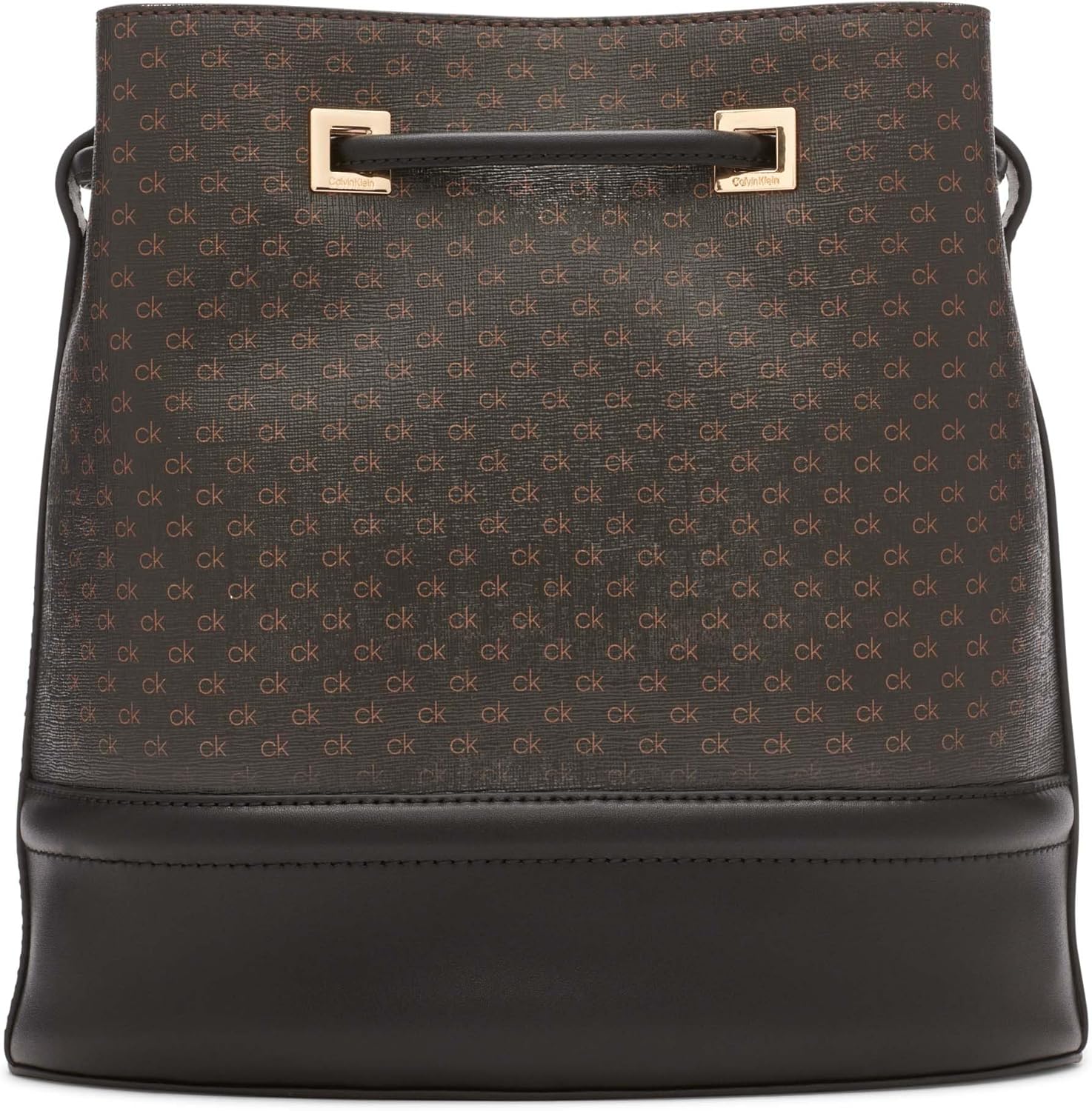 Calvin Klein silver bucket bag featuring a stylish logo print and sleek design for everyday use