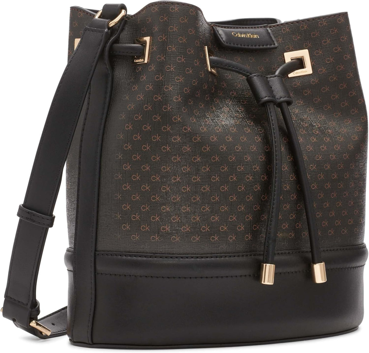 Calvin Klein silver bucket bag with stylish design and adjustable crossbody strap