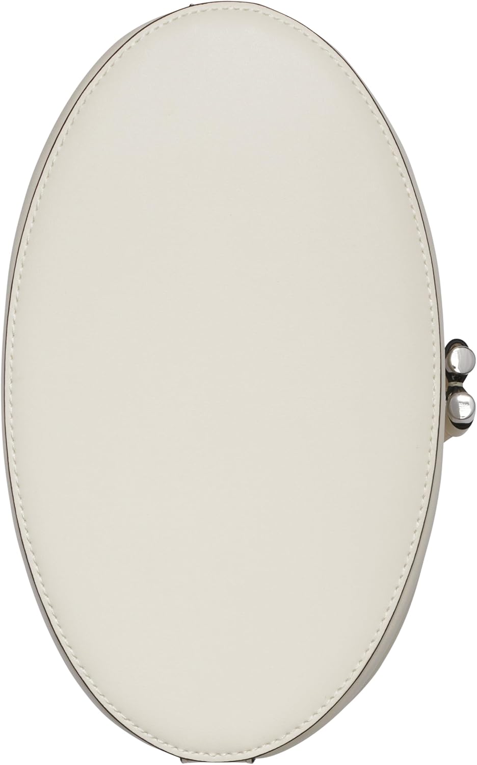 Calvin Klein silver bucket bag with smooth finish and stylish oval shape for modern elegance