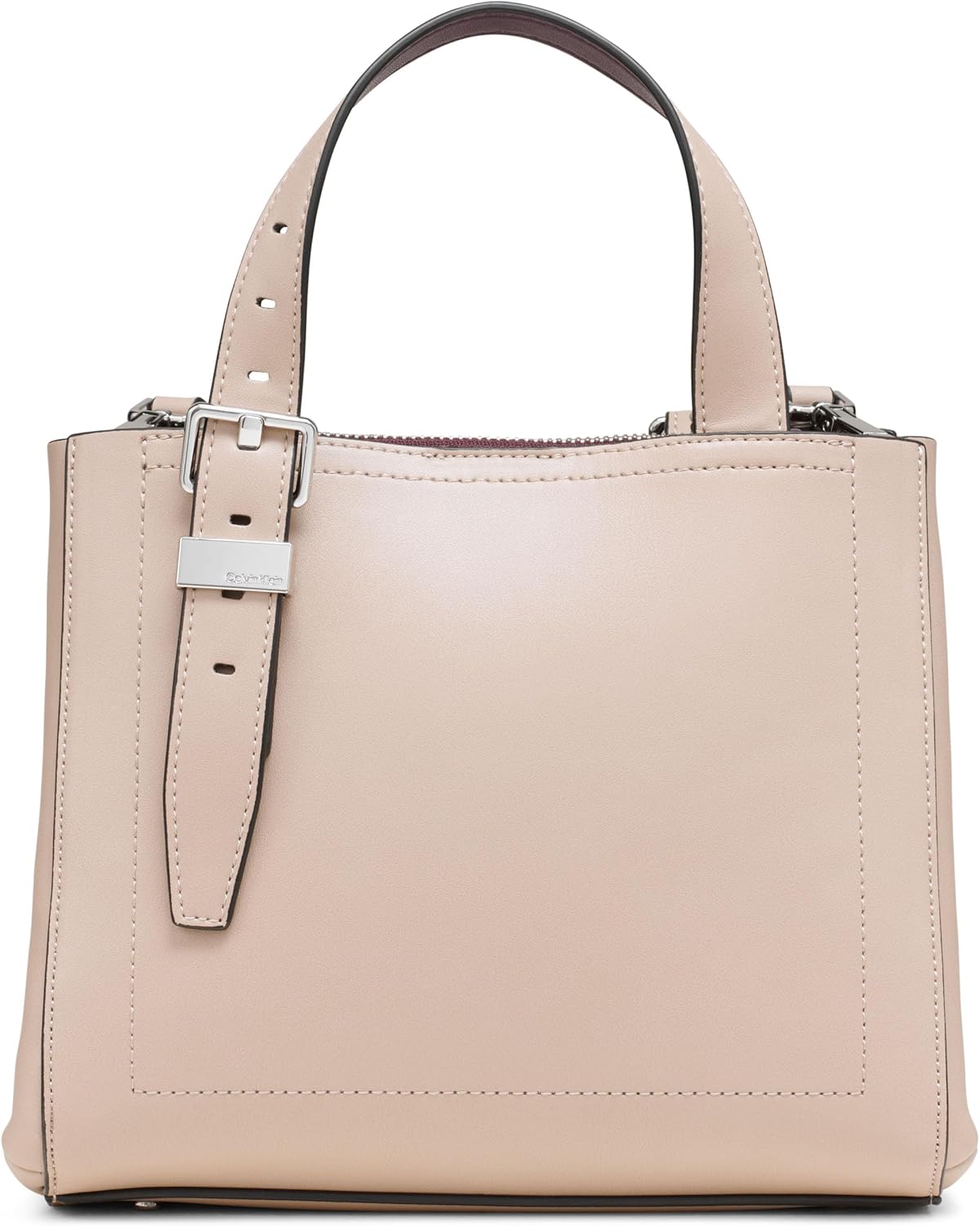 Calvin Klein triple compartment crossbody bag in soft beige with sleek design and adjustable strap