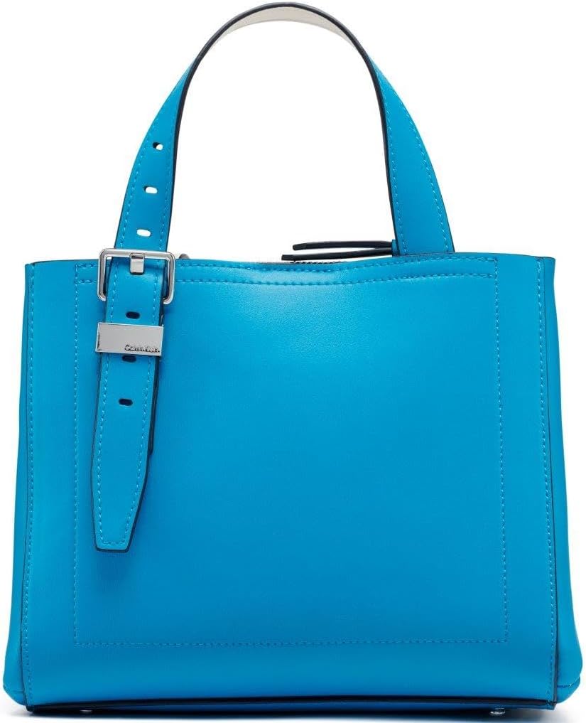 Calvin Klein triple compartment crossbody bag in bright blue with stylish strap and modern design