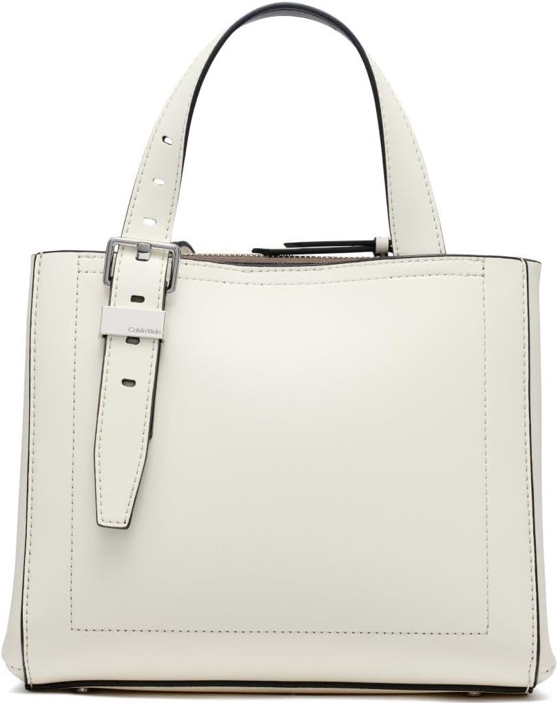Calvin Klein triple compartment crossbody bag in cream with stylish handle and sleek design