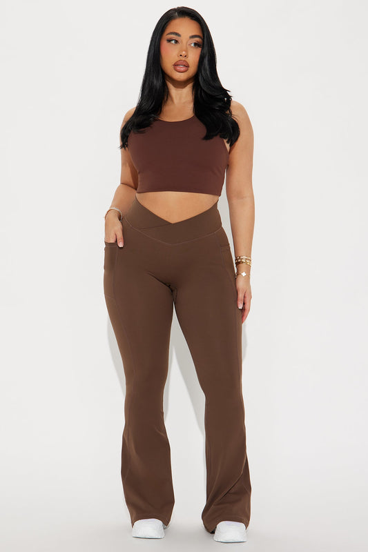 Chocolate brown active leggings from Fashion Nova featuring a flattering high-waisted design