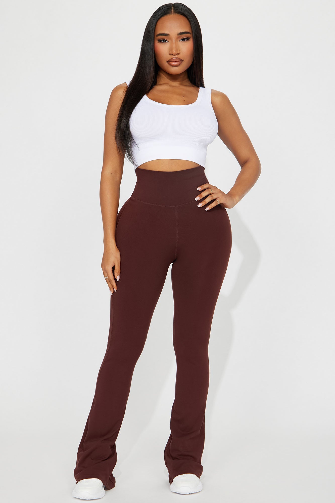 Fashion Nova chocolate yoga pants for women in a stylish design with a flattering fit