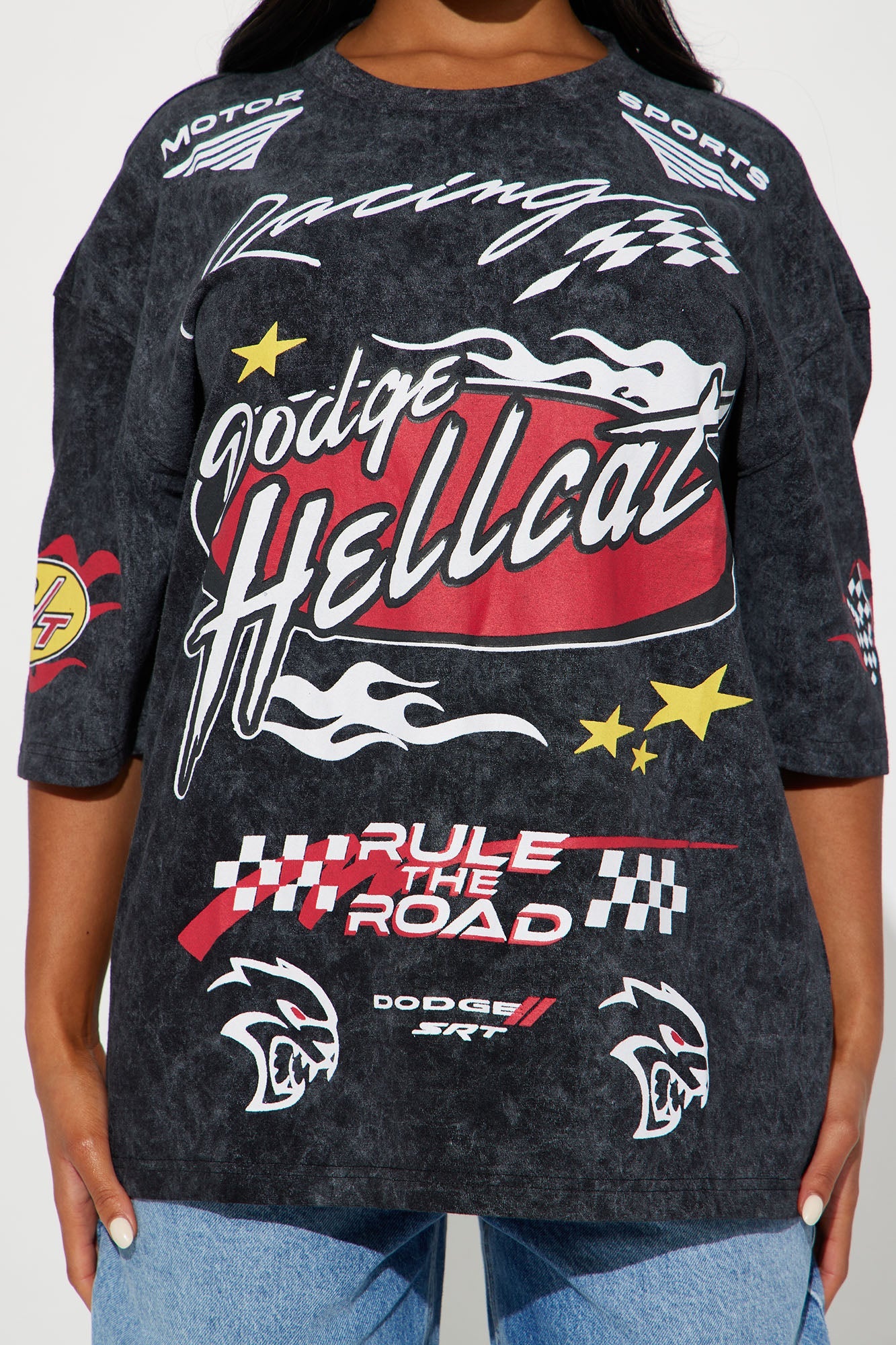 Fashion Nova Dodge Hellcat vintage tee featuring bold graphics and a relaxed fit for stylish everyday wear