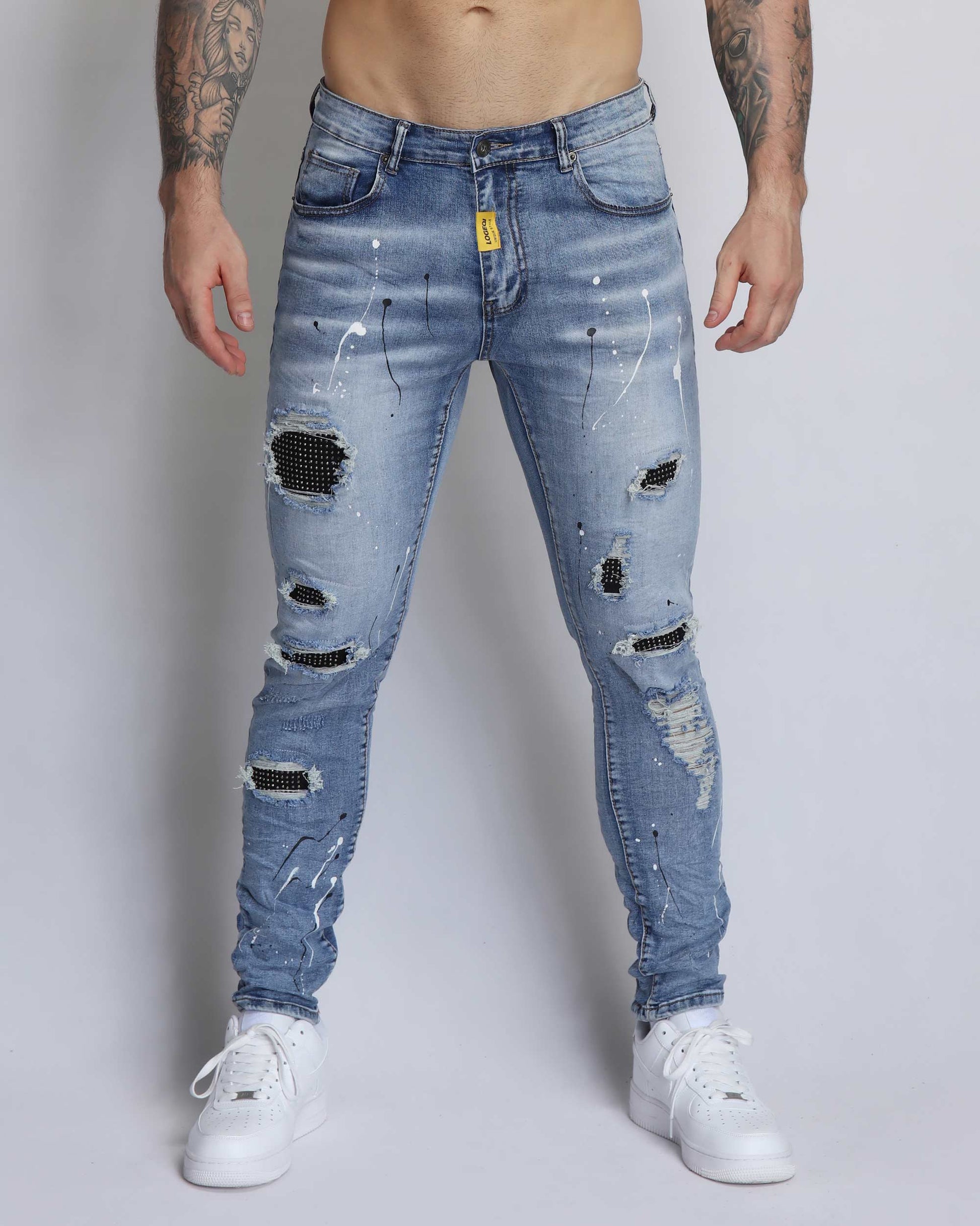 Logeqi durable ripped jeans online with distressed design and slim fit for casual wear