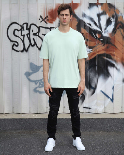 Logeqi Oversize T-Shirt in Mint Green, essential cotton tee for casual and comfortable styling