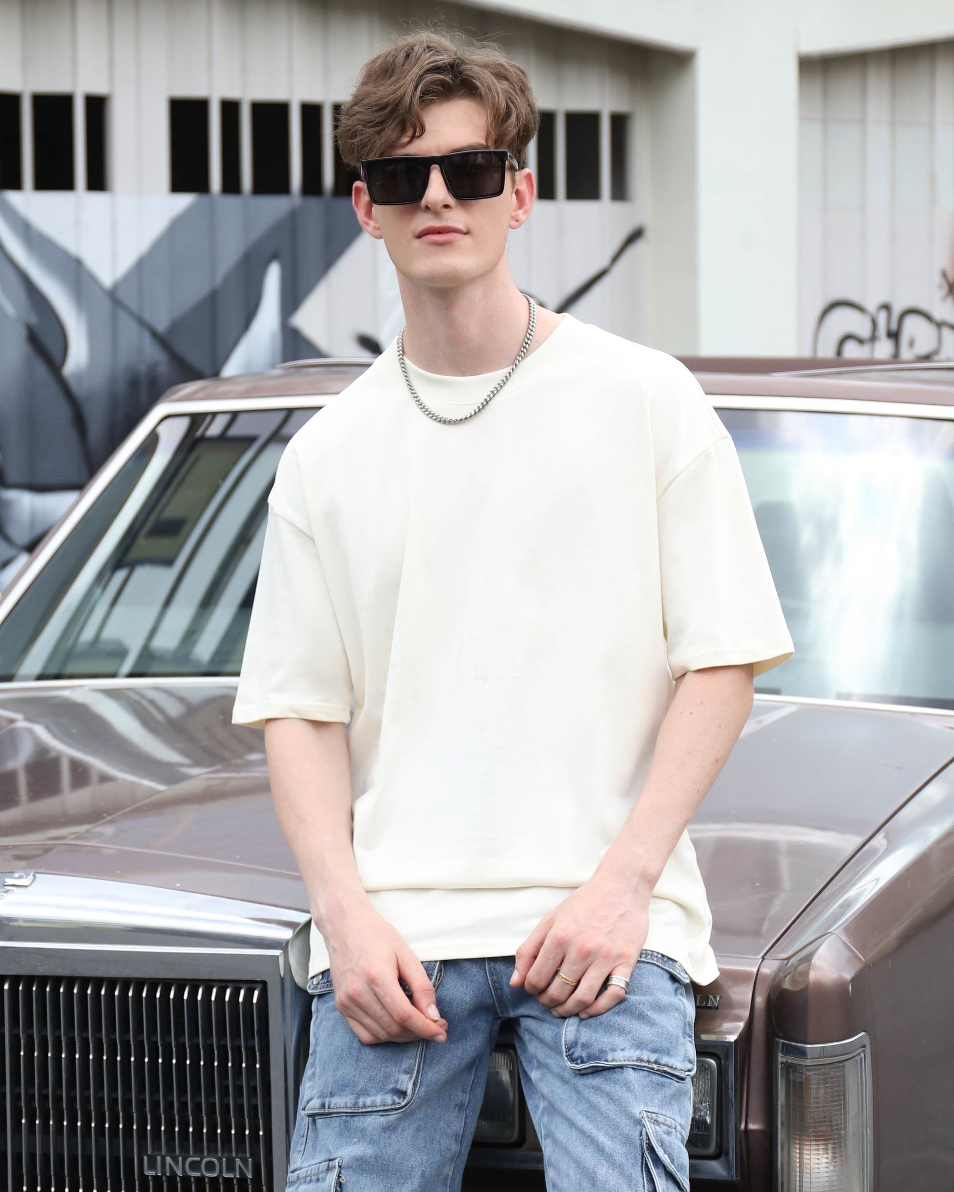 Logeqi Essential Solid T-Shirt in Cream Color for Casual and Comfortable Style