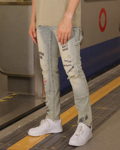 Logeqi essential solid tee paired with distressed jeans and white sneakers for a trendy casual look