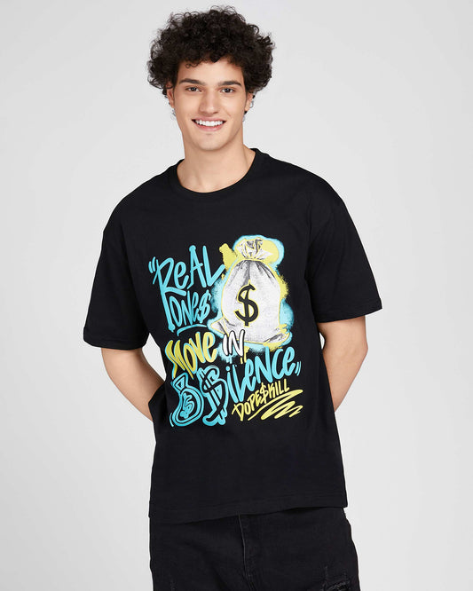 Logeqi Oversize T-Shirt with Statement Graphic Print Tee featuring colorful dollar bag design