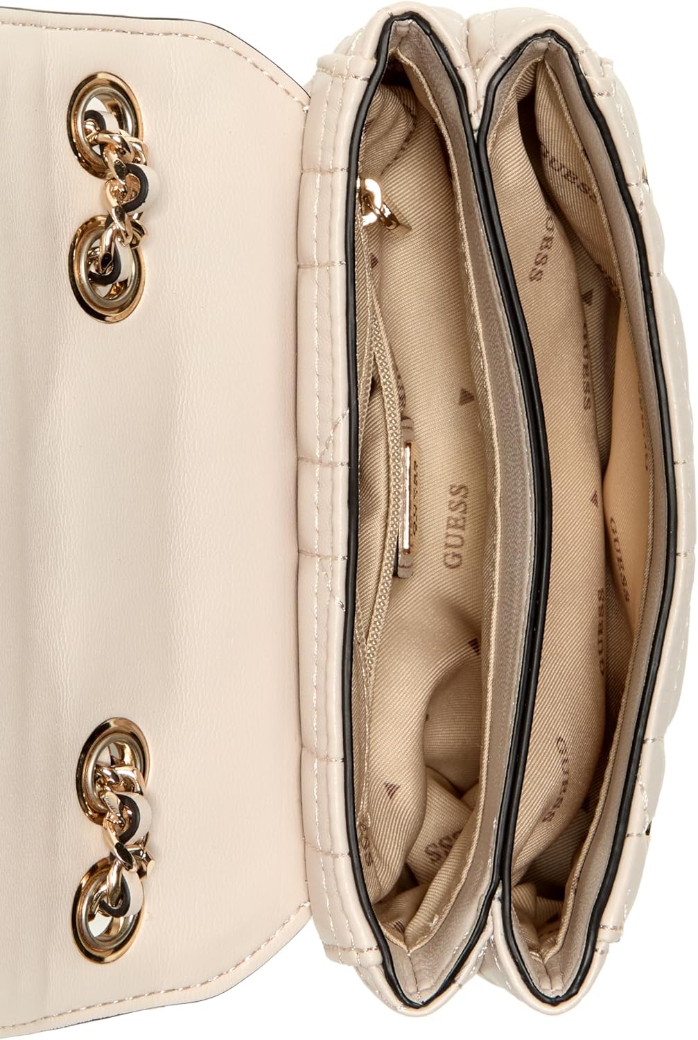 GUESS Edita Mini Convertible Crossbody in cream with spacious interior and gold-tone hardware
