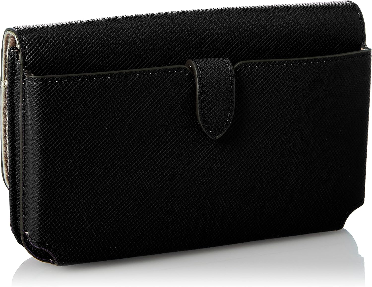 Modan Online GUESS Noelle crossbody bag in black textured leather with front flap and magnetic tab closure