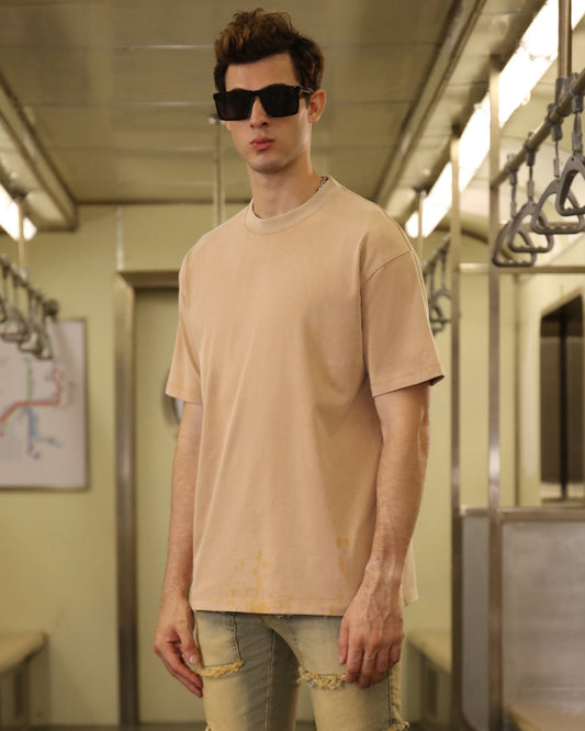 Stylish Logeqi khaki crew neck t-shirt for a casual and comfortable look
