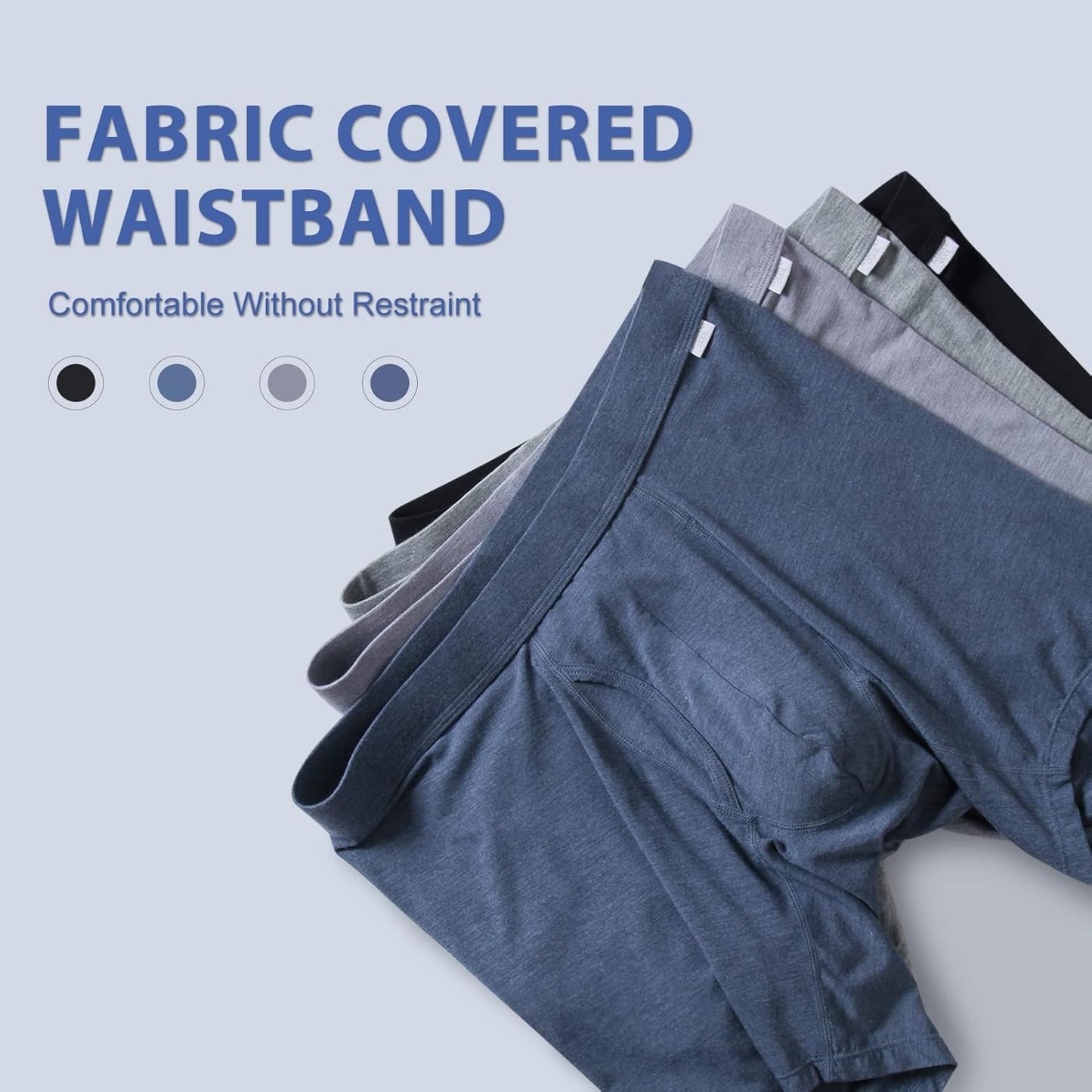 Men's bamboo boxer briefs with fabric covered waistband for comfort and style