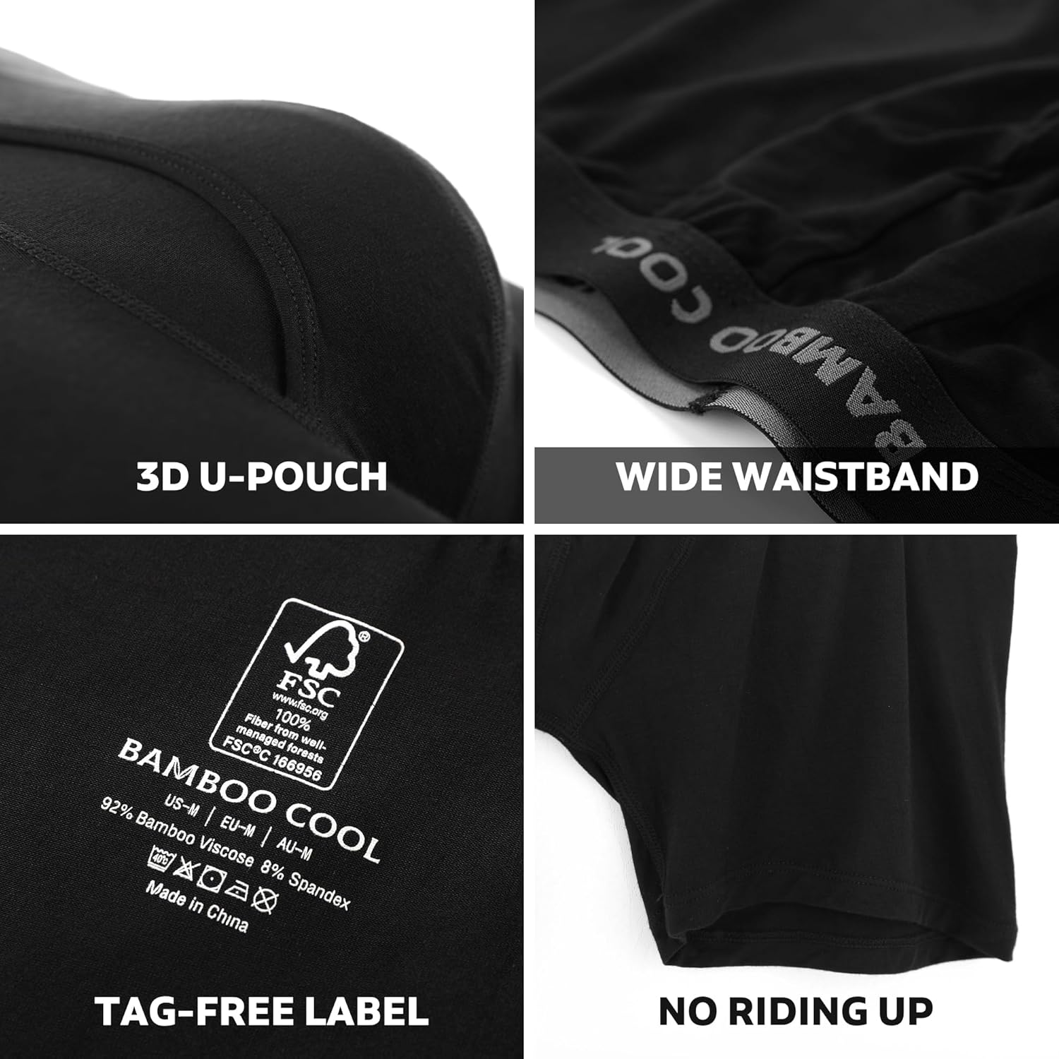 Modan Online men's bamboo boxer briefs featuring wide waistband and 3D U-pouch design