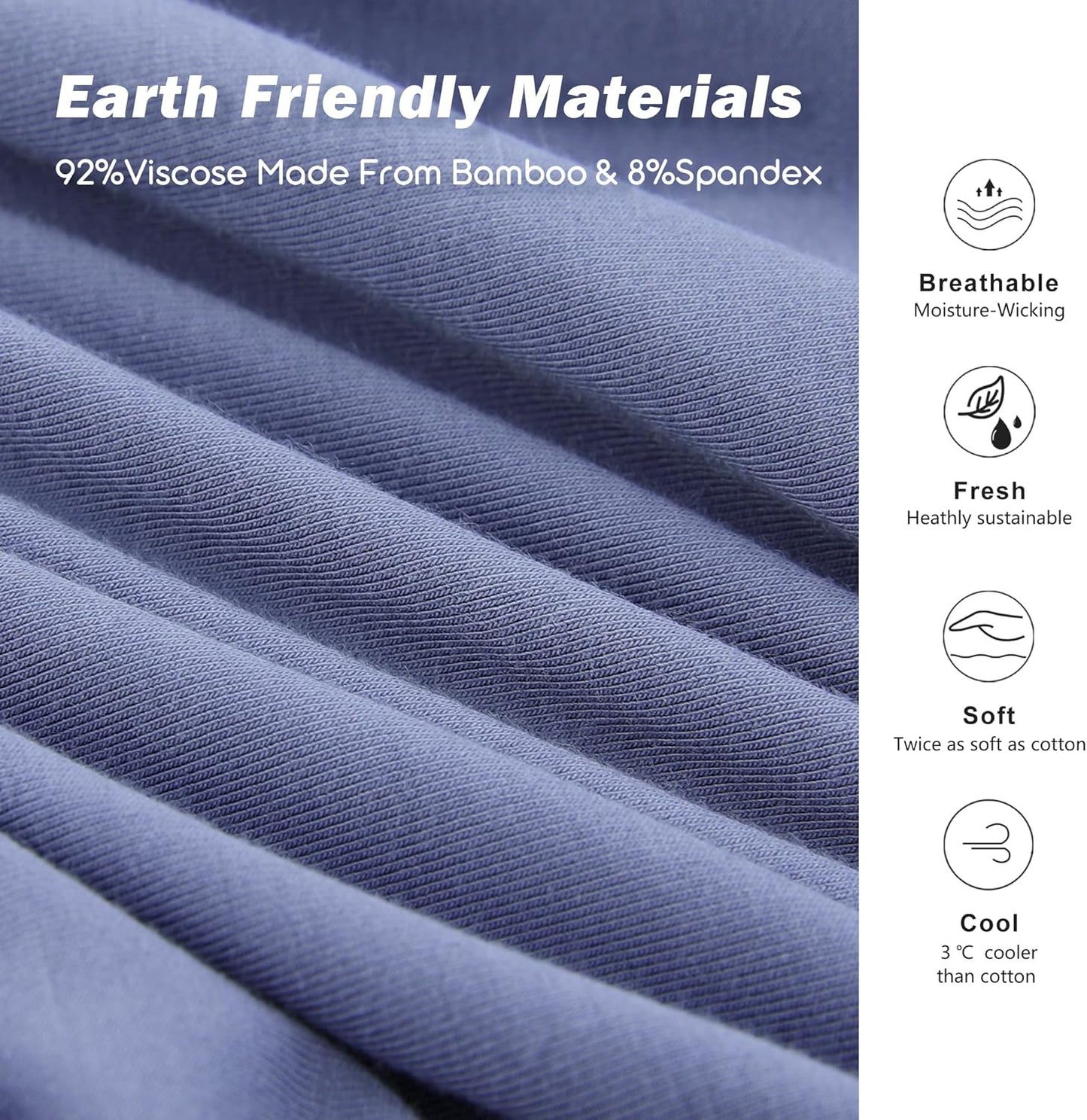 Men's bamboo boxer briefs in soft, breathable fabric made from 92% bamboo viscose and 8% spandex