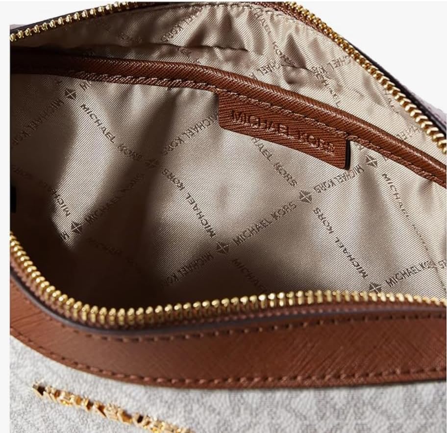 Interior view of Michael Kors vanilla crossbody bag with stylish lining and spacious compartment