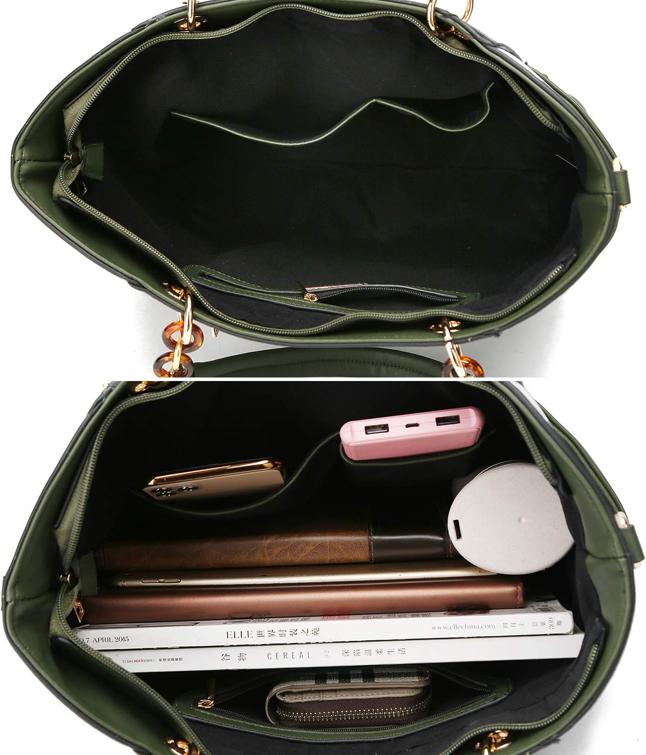 Interior view of MKF crossbody handbag for women showing ample space for essentials and organized pockets