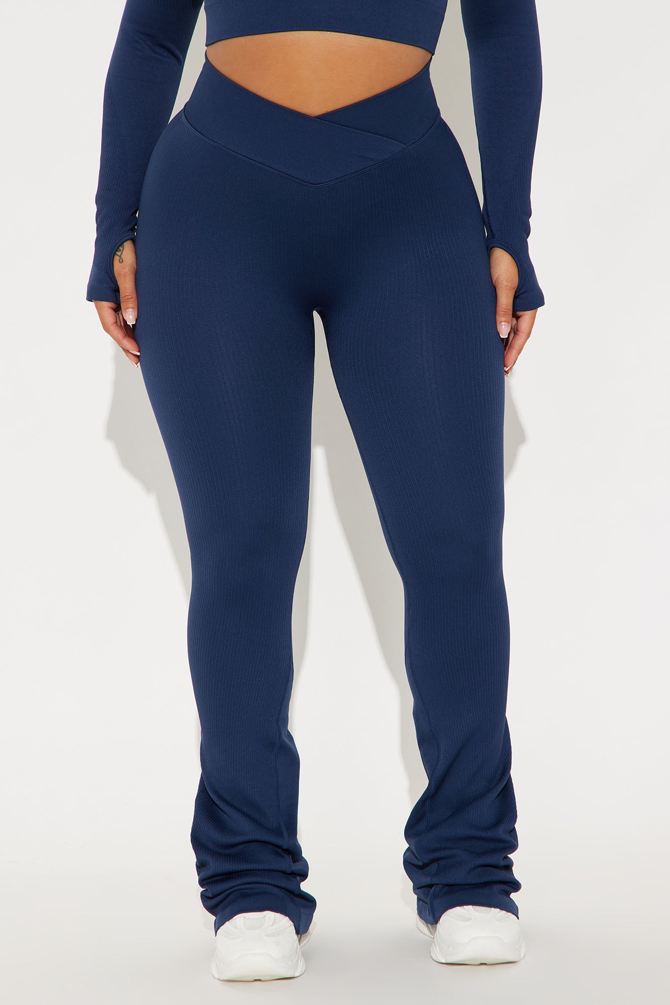 Navy active yoga pants for women with a stylish fitted design and soft fabric