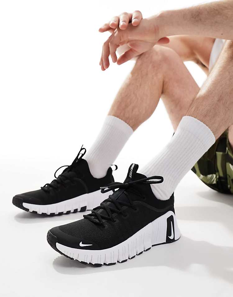 Nike Free Metcon 6 black white sneakers featuring a lightweight design for optimal comfort and performance