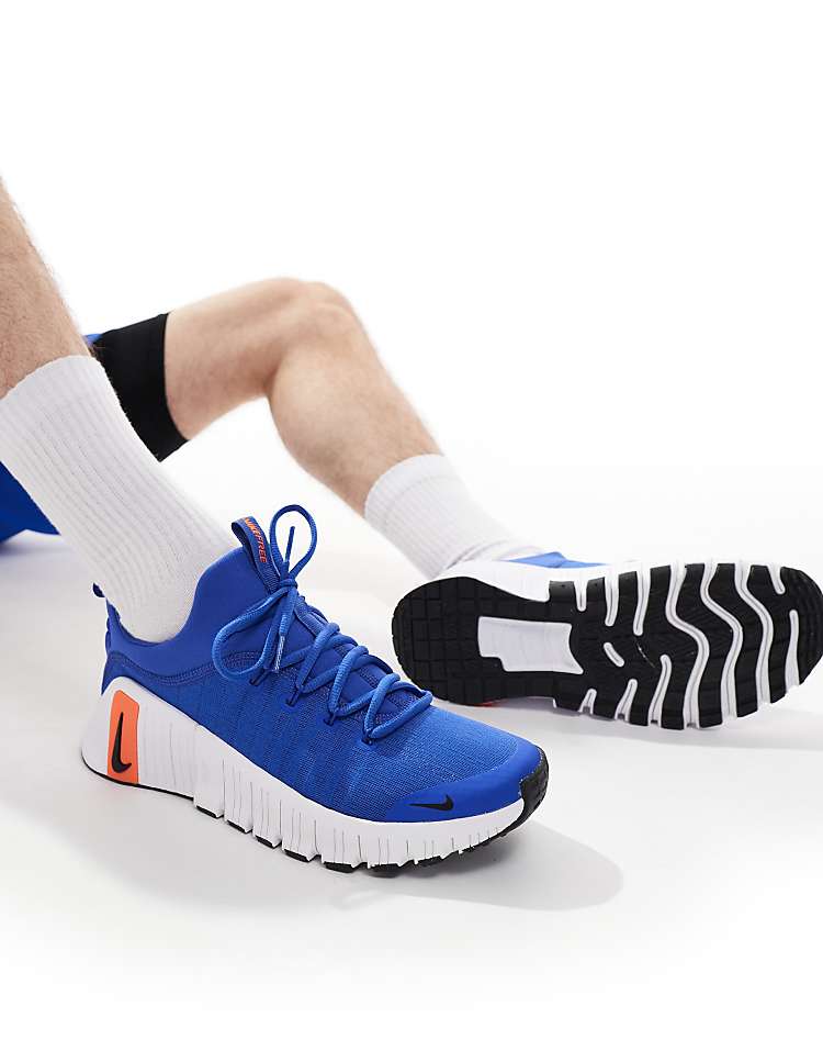 Nike Free Metcon 6 white blue sneakers featuring a lightweight design for versatile workouts