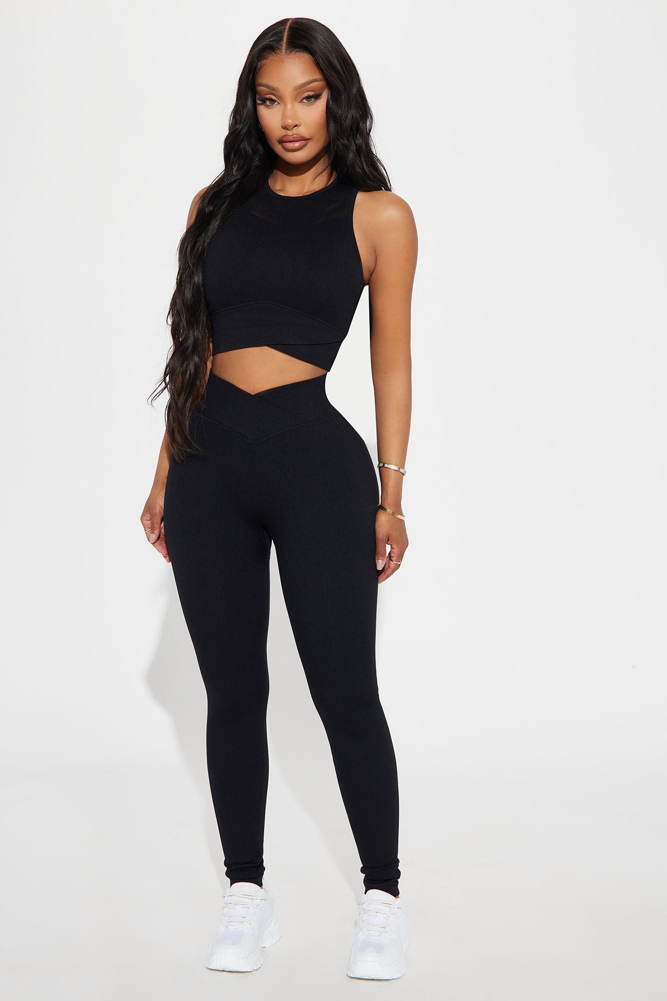 Fashion Nova black seamless active leggings with a stylish cut and fitted design for workout comfort