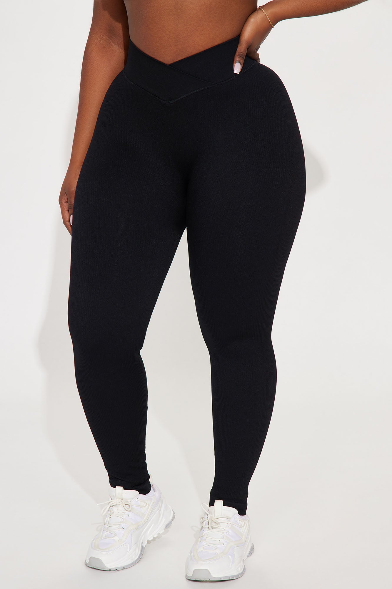 Black seamless active leggings by Fashion Nova with a high waist and stretchy fabric for comfort