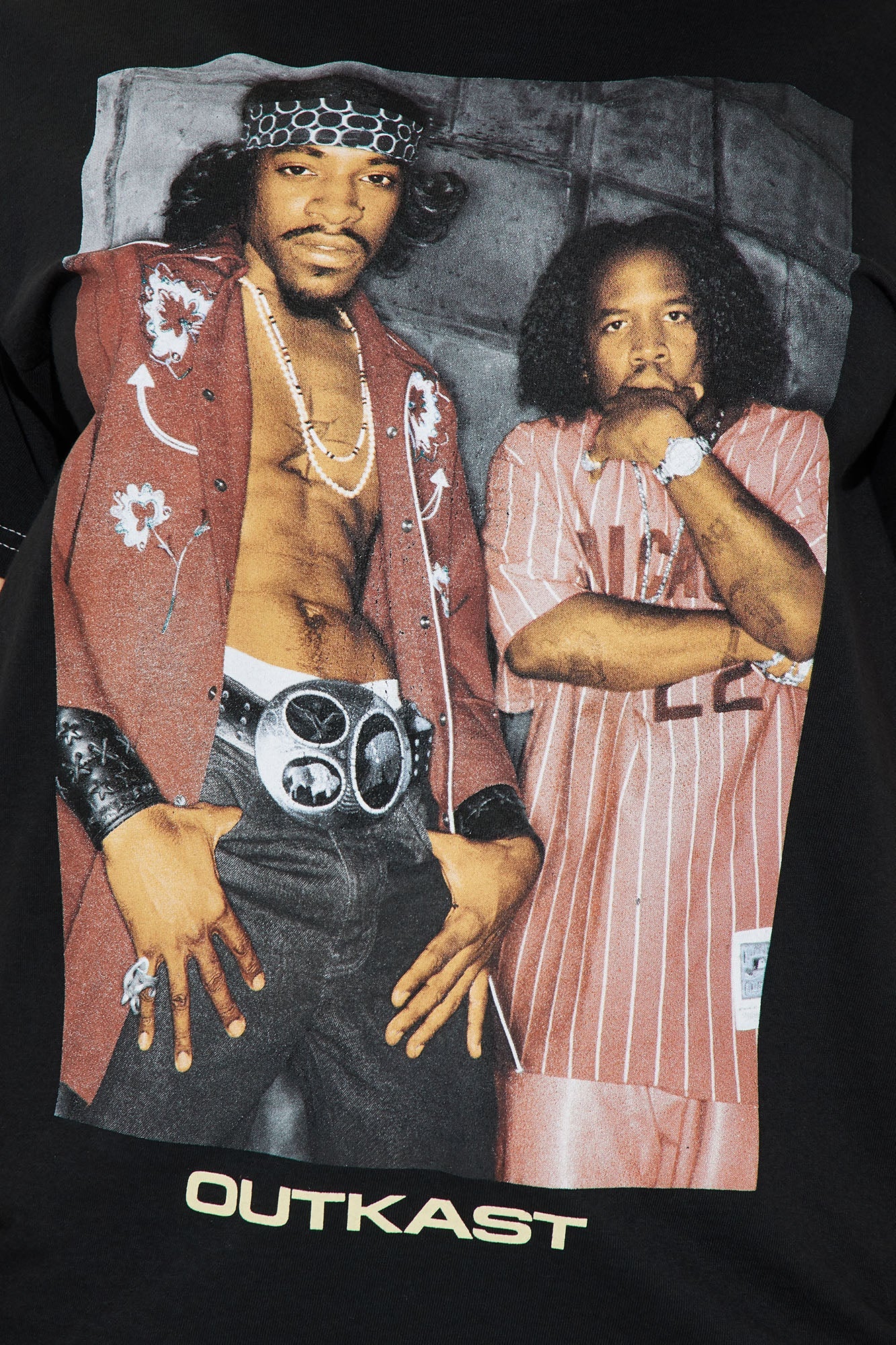 Outkast So Fresh graphic tee featuring iconic duo with floral details and retro style