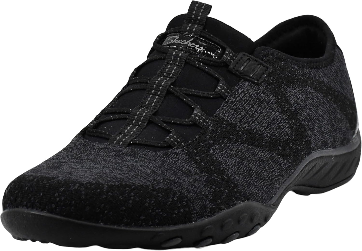 Skechers women's Breathe-Easy sneakers in black with slip-on design for comfort and style