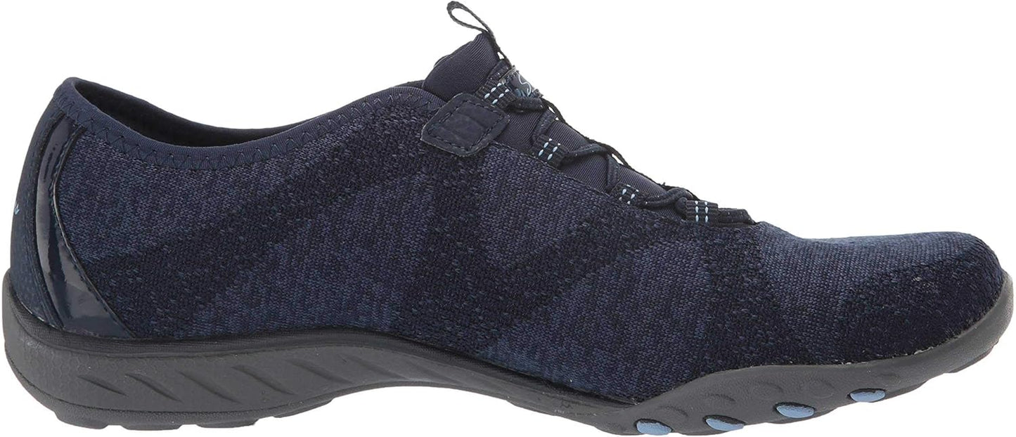 Skechers women's Breathe-Easy sneakers in navy with lightweight design and flexible sole