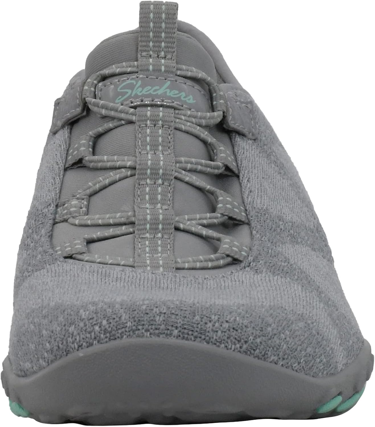 Skechers women's Breathe-Easy sneakers in gray with a stretchy knit upper for comfort and flexibility