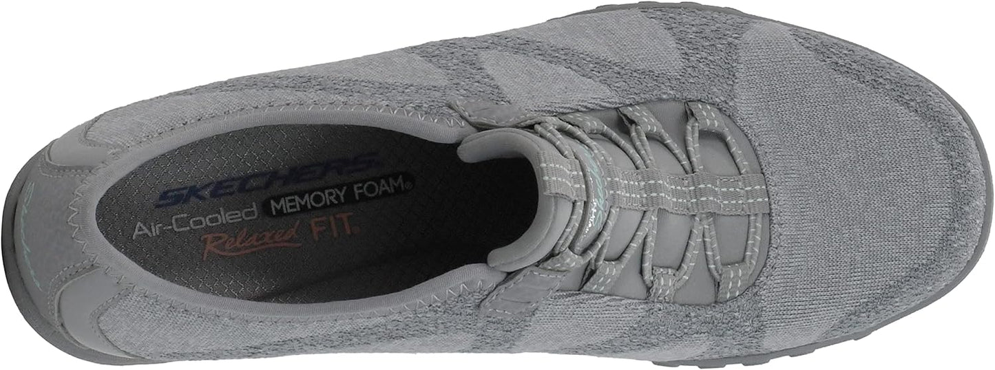 Skechers women's Breathe-Easy sneakers in grey with Air-Cooled Memory Foam for enhanced comfort