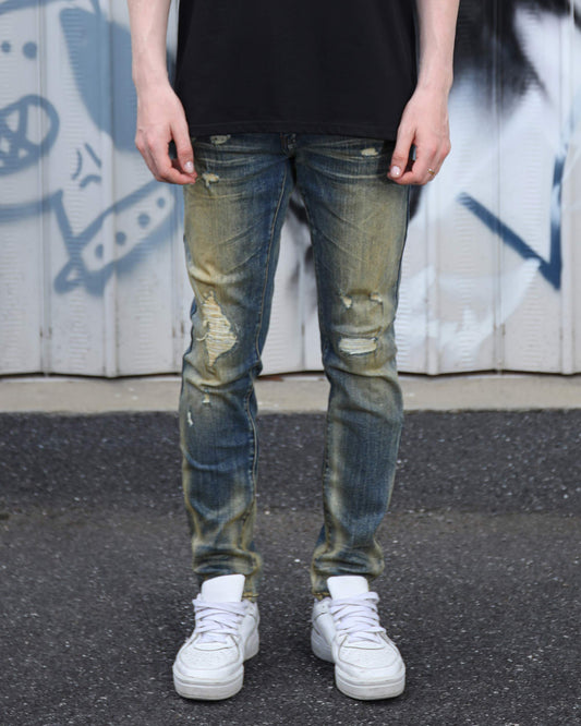 Logeqi slim fit blue ripped jeans featuring stylish distressing and a modern fit
