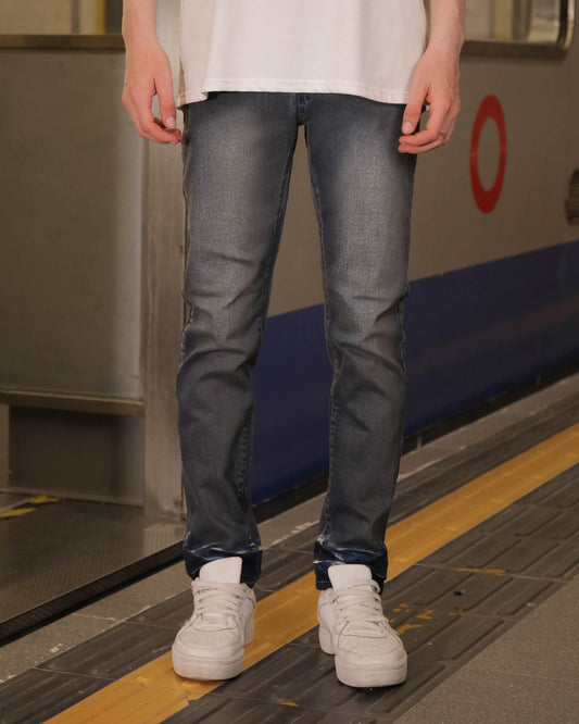 Logeqi slim fit dark wash jeans featuring a modern design for versatile casual wear