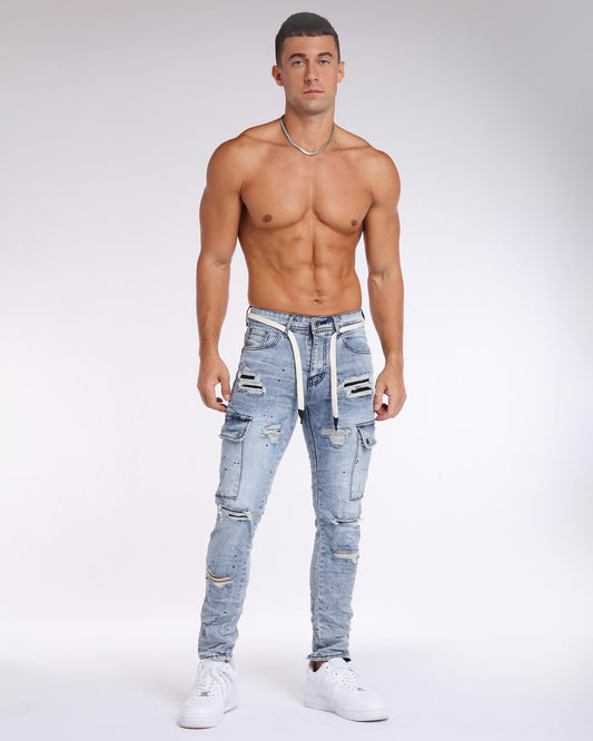 Logeqi spray paint ripped jeans for a stylish look with distressed detailing and a modern fit
