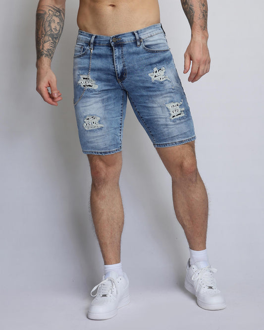 Logeqi summer blue denim shorts with distressed details and a comfortable fit for casual wear