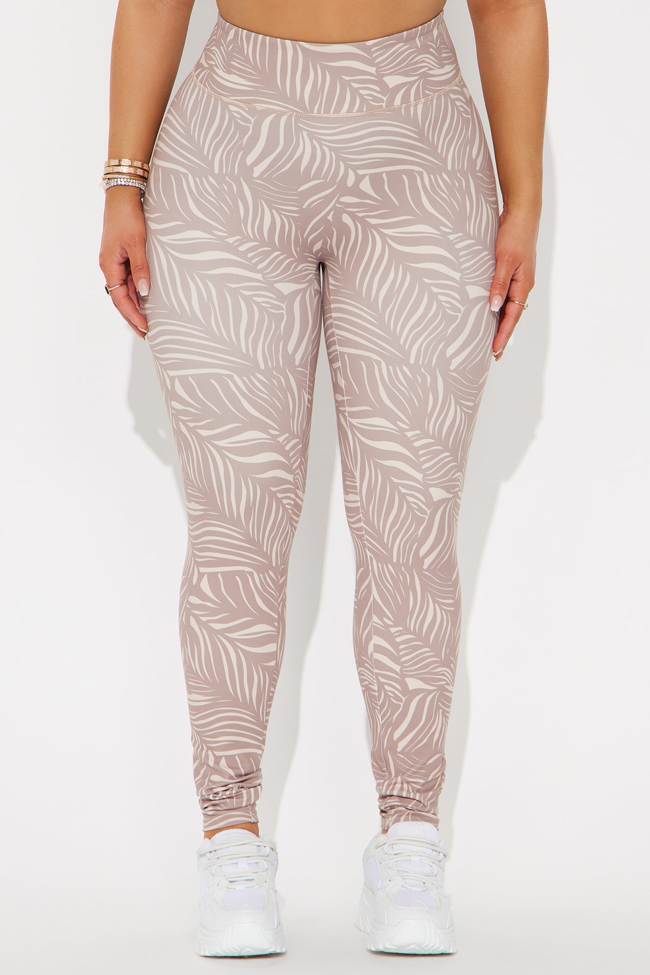 Fashion Nova Nova Sport Super Soft Active Leggings for Women with Trendy Leaf Print