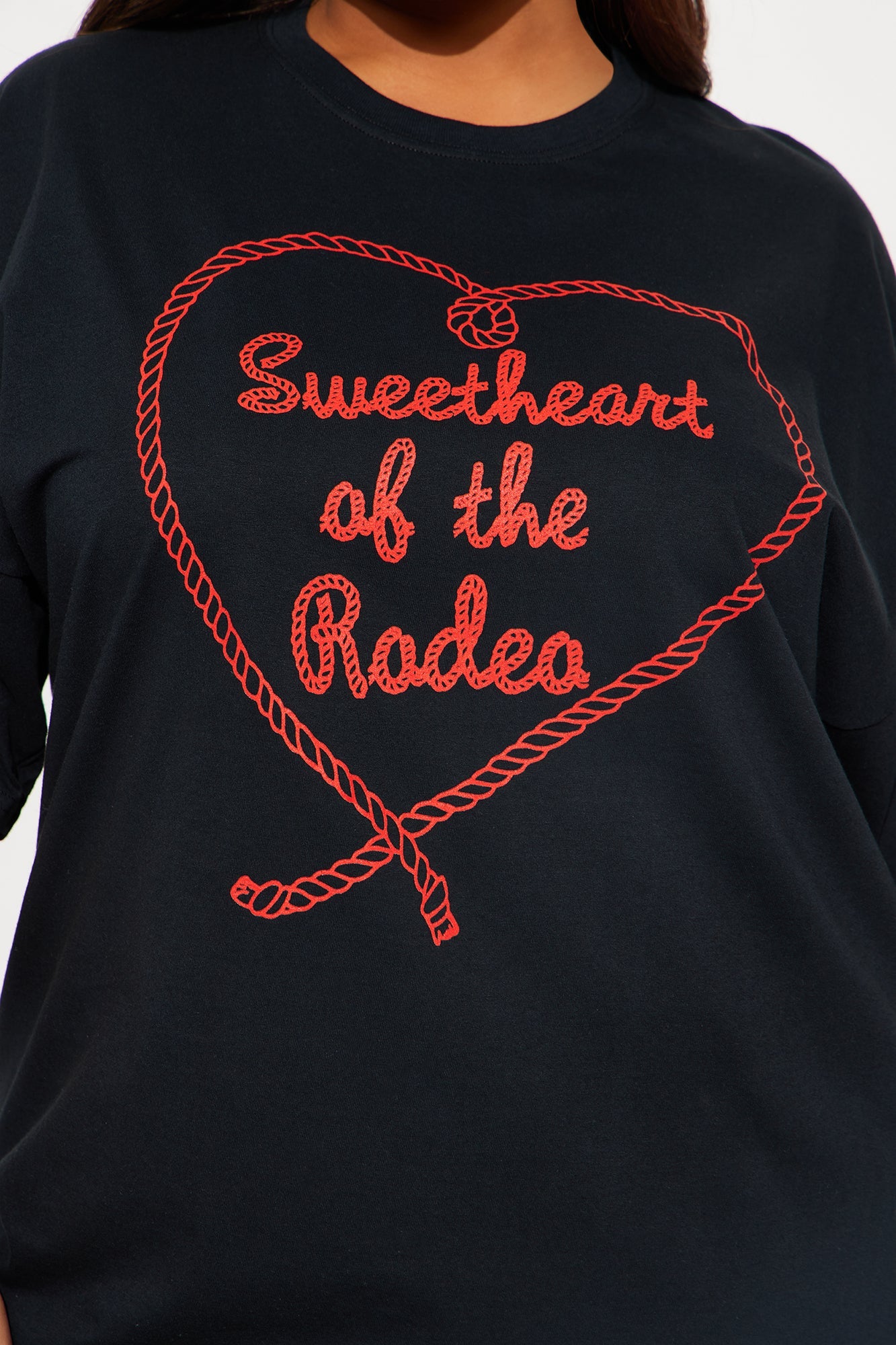 Sweetheart Rodeo oversized tee in black with red graphic design and relaxed fit for casual wear
