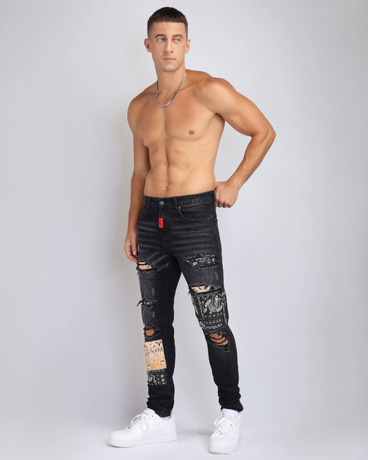 Logeqi trendy ripped black jeans featuring distressed details for a modern casual look