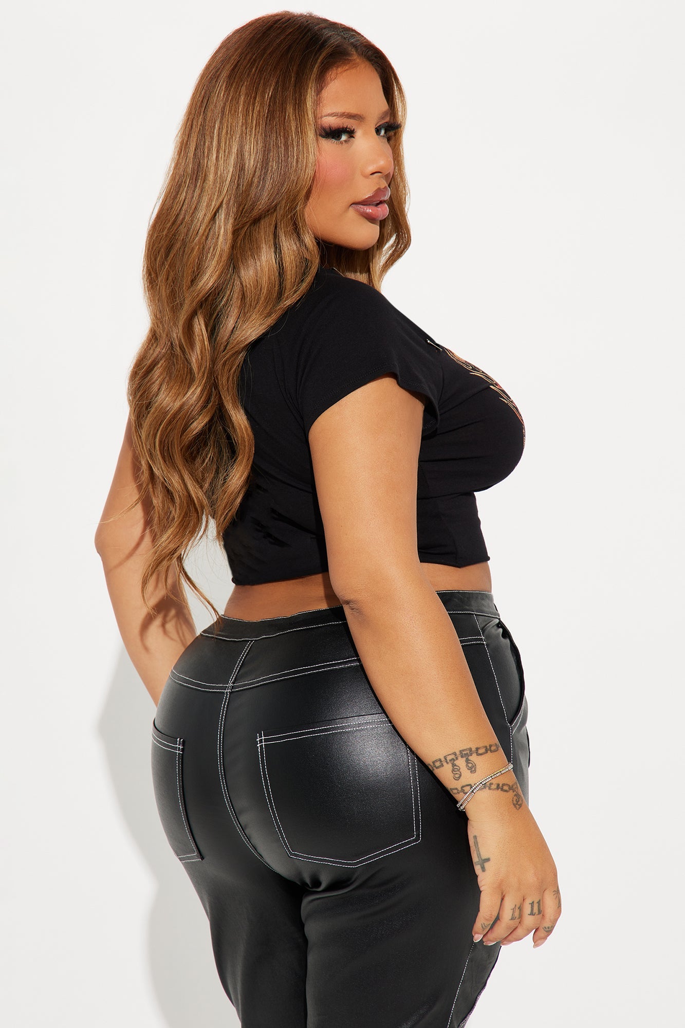 Fashion Nova vintage rock t shirt women in black with a stylish crop design for a trendy look