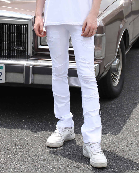 Logeqi vintage white flared jeans with a stylish fit, perfect for casual wear and summer outings